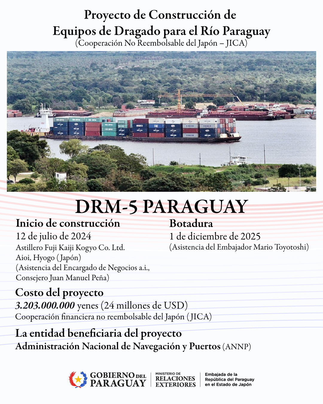 Botadura DRM-5 Paraguay en astillero de Japón
